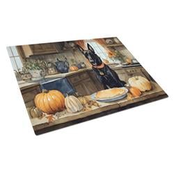 DAC1735LCB 15 x 12 in. Unisex Belgian Malinois Fall Kitchen Pumpkins Glass Cutting Board - Large