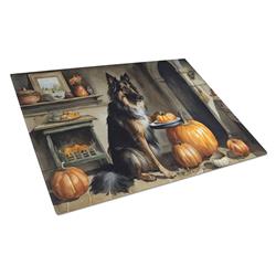 DAC1736LCB 15 x 12 in. Unisex Belgian Tervuren Fall Kitchen Pumpkins Glass Cutting Board - Large