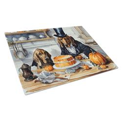 DAC1743LCB 15 x 12 in. Unisex Bloodhound Fall Kitchen Pumpkins Glass Cutting Board - Large