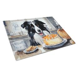 DAC1744LCB 15 x 12 in. Unisex Border Collie Fall Kitchen Pumpkins Glass Cutting Board - Large