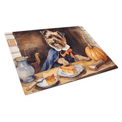 DAC1746LCB 15 x 12 in. Unisex Border Terrier Fall Kitchen Pumpkins Glass Cutting Board - Large
