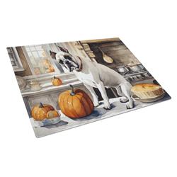 DAC1751LCB 15 x 12 in. Unisex Boxer Fall Kitchen Pumpkins Glass Cutting Board - Large