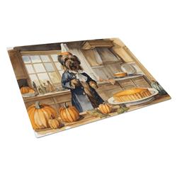 DAC1753LCB 15 x 12 in. Unisex Briard Fall Kitchen Pumpkins Glass Cutting Board - Large