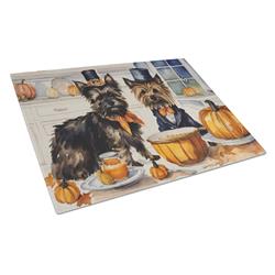 DAC1759LCB 15 x 12 in. Unisex Cairn Terrier Fall Kitchen Pumpkins Glass Cutting Board - Large