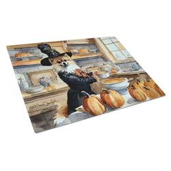 DAC1800LCB 15 x 12 in. Unisex Pomeranian Fall Kitchen Pumpkins Glass Cutting Board - Large
