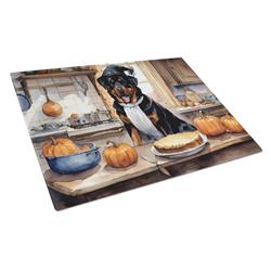 DAC1806LCB 15 x 12 in. Unisex Rottweiler Fall Kitchen Pumpkins Glass Cutting Board - Large