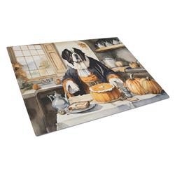 DAC1807LCB 15 x 12 in. Unisex Saint Bernard Fall Kitchen Pumpkins Glass Cutting Board - Large