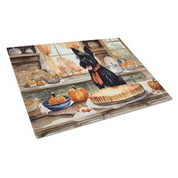 DAC1810LCB 15 x 12 in. Unisex Scottish Terrier Fall Kitchen Pumpkins Glass Cutting Board - Large