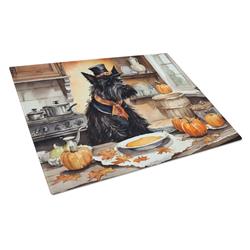 DAC1811LCB 15 x 12 in. Unisex Scottish Terrier Fall Kitchen Pumpkins Glass Cutting Board - Large