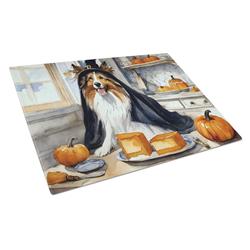 DAC1813LCB 15 x 12 in. Unisex Sheltie Fall Kitchen Pumpkins Glass Cutting Board - Large