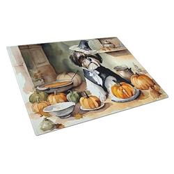 DAC1815LCB 15 x 12 in. Unisex Shih Tzu Fall Kitchen Pumpkins Glass Cutting Board - Large