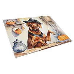 DAC1821LCB 15 x 12 in. Unisex Vizsla Fall Kitchen Pumpkins Glass Cutting Board - Large