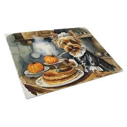 DAC1825LCB 15 x 12 in. Unisex Yorkie Fall Kitchen Pumpkins Glass Cutting Board - Large