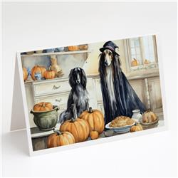 DAC1721GCA7P 5 x 7 in. Afghan Hound Fall Kitchen Pumpkins Greeting Cards & Envelopes - Pack of 8