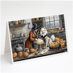 5 x 7 in. Unisex American Eskimo Fall Kitchen Pumpkins Greeting Cards & Envelopes - Pack of 8