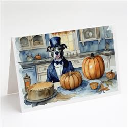 5 x 7 in. Unisex Pit Bull Terrier Fall Kitchen Pumpkins Greeting Cards & Envelopes - Pack of 8