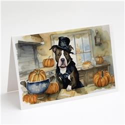 5 x 7 in. Unisex Pit Bull Terrier Fall Kitchen Pumpkins Greeting Cards & Envelopes - Pack of 8