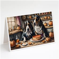 DAC1731GCA7P 5 x 7 in. Basset Hound Fall Kitchen Pumpkins Greeting Cards & Envelopes - Pack of 8