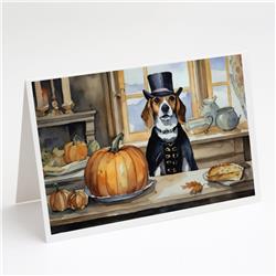 DAC1732GCA7P 5 x 7 in. Beagle Fall Kitchen Pumpkins Greeting Cards & Envelopes - Pack of 8