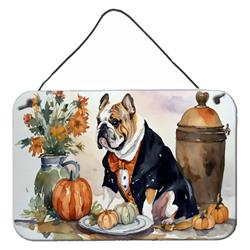 DAC1757DS812 12 x 8 in. Unisex English Bulldog Fall Kitchen Pumpkins Wall or Door Hanging Prints