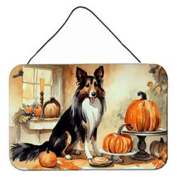 DAC1765DS812 12 x 8 in. Unisex Collie Fall Kitchen Pumpkins Wall or Door Hanging Prints