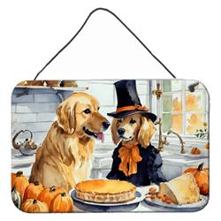 DAC1774DS812 12 x 8 in. Unisex Golden Retriever Fall Kitchen Pumpkins Wall or Door Hanging Prints