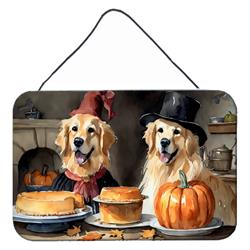 DAC1775DS812 12 x 8 in. Unisex Golden Retriever Fall Kitchen Pumpkins Wall or Door Hanging Prints