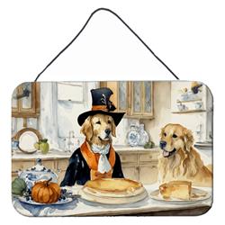 DAC1777DS812 12 x 8 in. Unisex Golden Retriever Fall Kitchen Pumpkins Wall or Door Hanging Prints