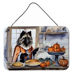 12 x 8 in. Unisex Keeshond Fall Kitchen Pumpkins Wall or Door Hanging Prints