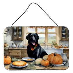 12 x 8 in. Unisex Black Lab Fall Kitchen Pumpkins Wall or Door Hanging Prints