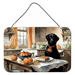 12 x 8 in. Unisex Black Lab Fall Kitchen Pumpkins Wall or Door Hanging Prints