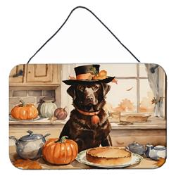 12 x 8 in. Unisex Chocolate Lab Fall Kitchen Pumpkins Wall or Door Hanging Prints