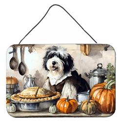 DAC1797DS812 12 x 8 in. Unisex Old English Sheepdog Fall Kitchen Pumpkins Wall or Door Hanging Prints