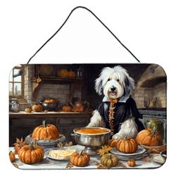 DAC1798DS812 12 x 8 in. Unisex Old English Sheepdog Fall Kitchen Pumpkins Wall or Door Hanging Prints