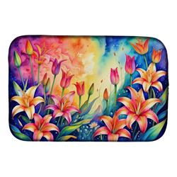 21 x 14 in. Unisex Lilies in Color Dish Drying Mat