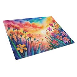 DAC1403LCB 15 x 12 in. Alstroemerias in Color Glass Cutting Board - Large