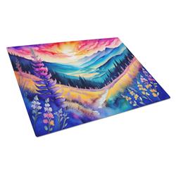 DAC1406LCB 15 x 12 in. Unisex Annual Larkspur in Color Glass Cutting Board - Large