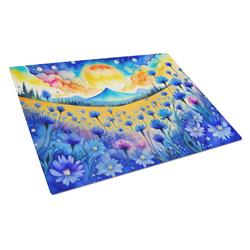 DAC1412LCB 15 x 12 in. Unisex Blue Cornflowers in Color Glass Cutting Board - Large