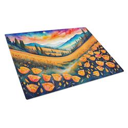 DAC1418LCB 15 x 12 in. Unisex California Poppies in Color Glass Cutting Board - Large