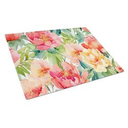Decorative Glass Cutting Board - Indiana Peonies - Large - Heat Resistant