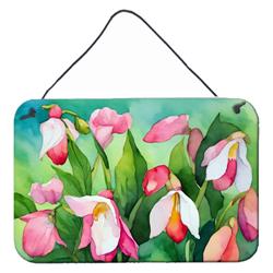 DAC1674DS812 12 x 8 in. Unisex Minnesota Pink & White Ladys Slippers in Watercolor Wall or Door Hanging Prints