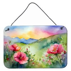 DAC1695DS812 12 x 8 in. Unisex North Dakota Wild Prairie Roses in Watercolor Wall or Door Hanging Prints