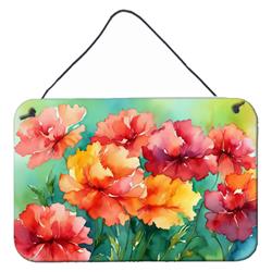 DAC1697DS812 12 x 8 in. Unisex Ohio Scarlet Carnations in Watercolor Wall or Door Hanging Prints