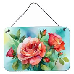 DAC1700DS812 12 x 8 in. Unisex Oklahoma Roses in Watercolor Wall or Door Hanging Prints