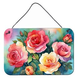 DAC1701DS812 12 x 8 in. Unisex Oklahoma Roses in Watercolor Wall or Door Hanging Prints