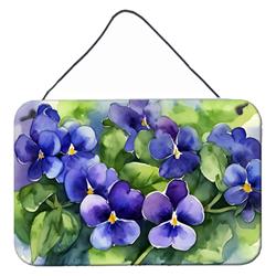 DAC1703DS812 12 x 8 in. Unisex Rhode Island Violets in Watercolor Wall or Door Hanging Prints