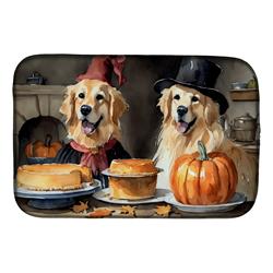 21 x 14 in. Unisex Golden Retriever Fall Kitchen Pumpkins Dish Drying Mat