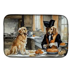 21 x 14 in. Unisex Golden Retriever Fall Kitchen Pumpkins Dish Drying Mat