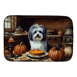21 x 14 in. Unisex Havanese Fall Kitchen Pumpkins Dish Drying Mat