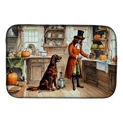 21 x 14 in. Unisex Irish Setter Fall Kitchen Pumpkins Dish Drying Mat